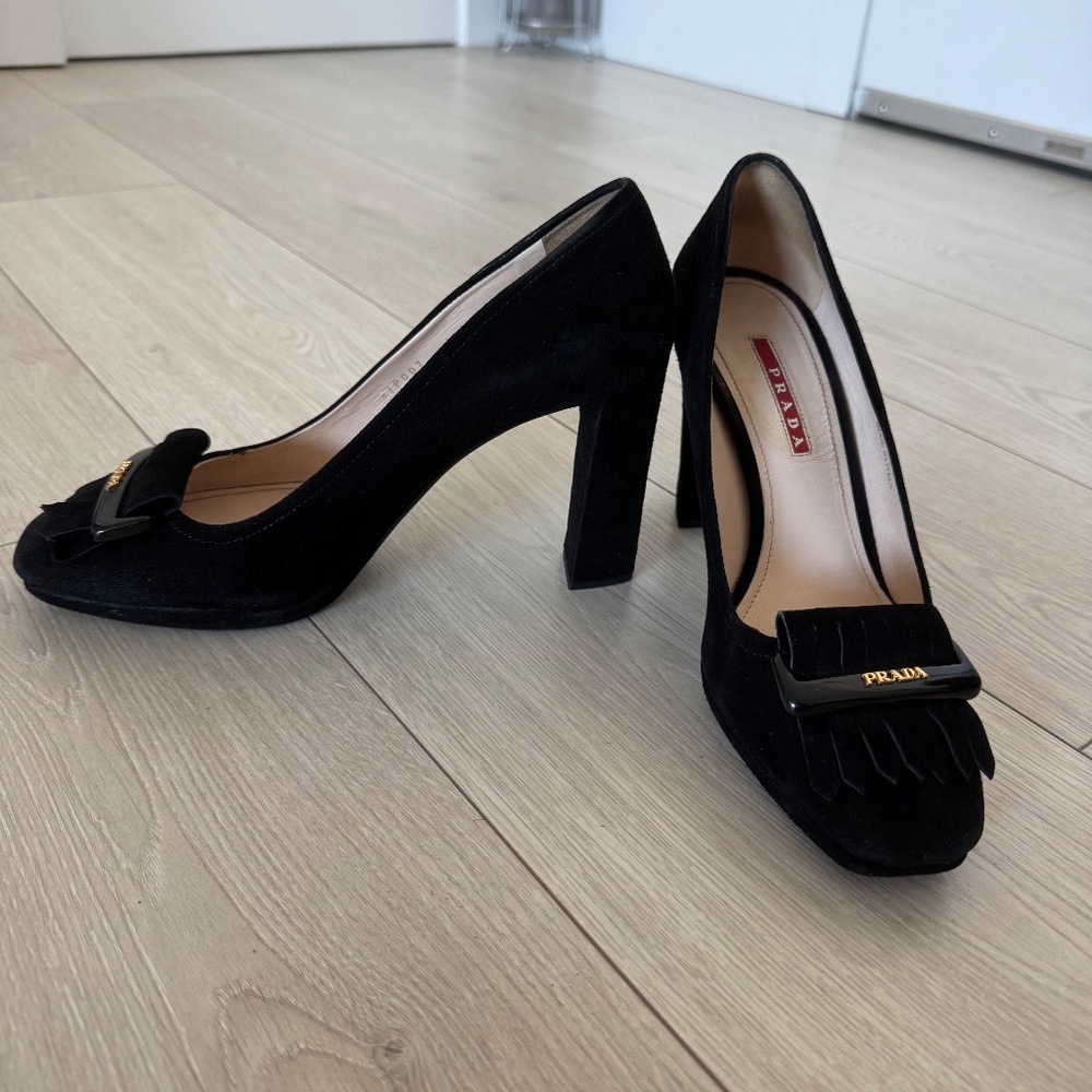 Prada Black Loafer Heels